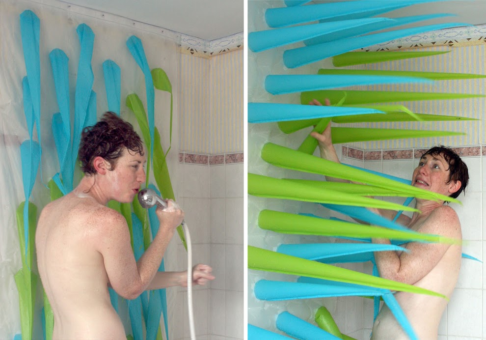 Spiky shower curtain